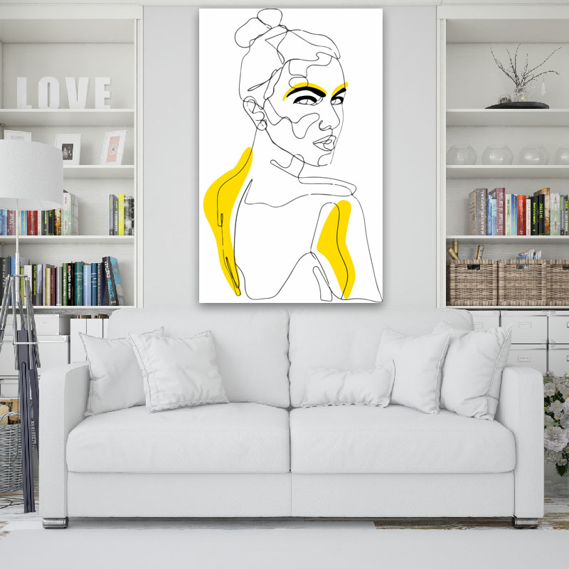 Πίνακας σε καμβά Line Art Woman in Yellow